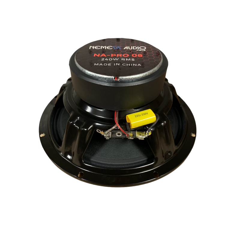 Nemesis Audio NA-PRO08 8" 240W Midrange Speaker with Built-in Bullet Tweeter 4-Ohm (Single)